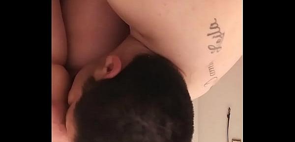  Wife drunk talking while ass is being licked by husband.